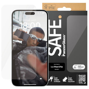 SAFE by PanzerGlass - Ultra-Wide Fit Screenprotector voor Apple iPhone 15 Plus - Transparent