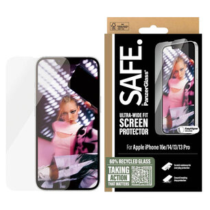 SAFE by PanzerGlass - Ultra-Wide Fit Screenprotector incl. applicator voor Apple iPhone 13 / 13 Pro / 14 / 16e - Transparent