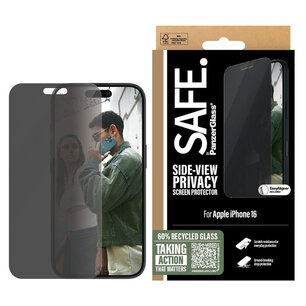 SAFE by PanzerGlass - Privacy Screenprotector Ultra Wide Fit met applicator voor Apple iPhone 16 - Transparent