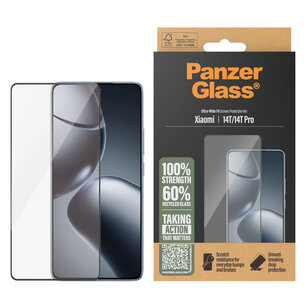 PanzerGlass - Ultra-Wide Fit Anti-Bacterial Screenprotector voor Xiaomi 14T Pro - Transparent