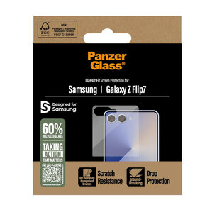 PanzerGlass - Ultra-Wide Fit Anti-Bacterial Screenprotector voor Samsung Galaxy Z Flip 7 - Transparent