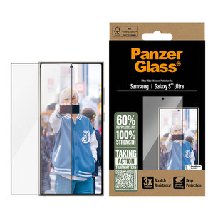 PanzerGlass - Ultra-Wide Fit Anti-Bacterial Screenprotector voor Samsung Galaxy S25 Ultra - Transparent