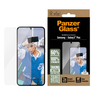 PanzerGlass - Ultra-Wide Fit Anti-Bacterial Screenprotector voor Samsung Galaxy S25 Plus - Transparent