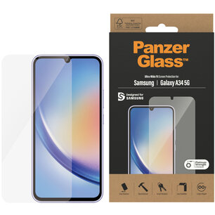 PanzerGlass - Ultra-Wide Fit Anti-Bacterial Screenprotector voor Samsung Galaxy A34 (5G) - Transparent