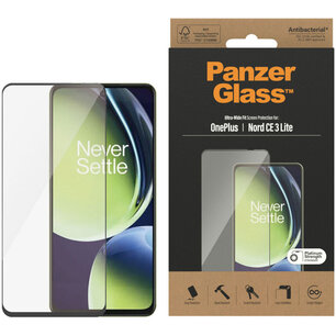 PanzerGlass - Ultra-Wide Fit Anti-Bacterial Screenprotector voor OnePlus Nord CE 3 Lite - Transparent