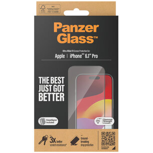 PanzerGlass - Ultra-Wide Fit Anti-Bacterial Screenprotector incl. applicator voor Apple iPhone 15 Pro - Transparent