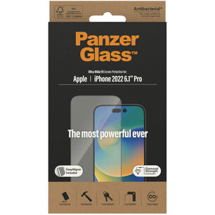 PanzerGlass - Ultra-Wide Fit Anti-Bacterial Screenprotector incl. applicator voor Apple iPhone 14 Pro - Transparent