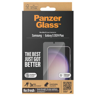 PanzerGlass - Refresh Ultra-Wide Fit Anti-Bacterial Screenprotector incl. applicator voor Samsung Galaxy S24 Plus - Transparent