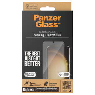 PanzerGlass - Refresh Ultra-Wide Fit Anti-Bacterial Screenprotector incl. applicator voor Samsung Galaxy S24 - Transparent