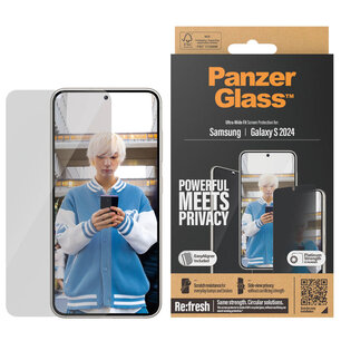 PanzerGlass - Privacy Ultra-Wide Fit Anti-Bacterial Screenprotector incl. applicator voor Samsung Galaxy S24 Plus - Transparent