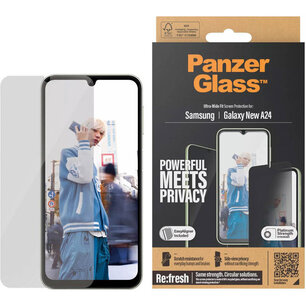 PanzerGlass - Privacy Ultra-Wide Fit Anti-Bacterial Screenprotector incl. applicator voor Samsung Galaxy A25 (5G) - Transparent