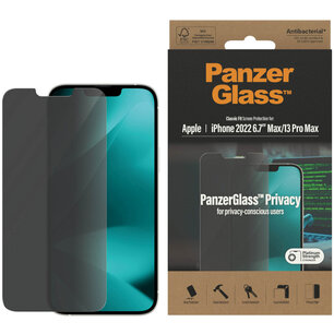 PanzerGlass - Privacy Anti-Bacterial Screenprotector voor Apple iPhone 14 Plus / 13 Pro Max - Transparent