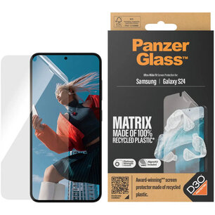 PanzerGlass - Matrix Recycled Ultra-Wide Fit Anti-Bacterial Screenprotector incl. applicator voor Samsung Galaxy S24 - Transparent