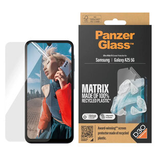 PanzerGlass - Matrix Recycled Ultra-Wide Fit Anti-Bacterial Screenprotector incl. applicator voor Samsung Galaxy A25 (5G) - Transparent