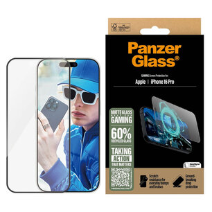 PanzerGlass - Gaming Screenprotector Ultra Wide Fit met applicator voor Apple iPhone 16 Pro - Transparent