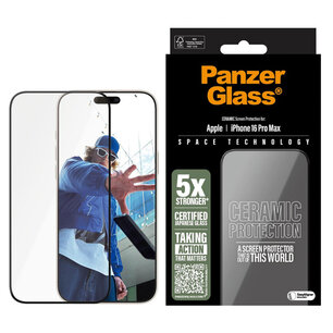 PanzerGlass - Ceramic Screenprotector met applicator voor Apple iPhone 16 Pro Max - Transparent