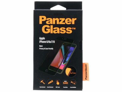PanzerGlass - Case Friendly Privacy Screenprotector voor Apple iPhone SE (2022 / 2020) / 8 / 7 / 6(s) - Transparent