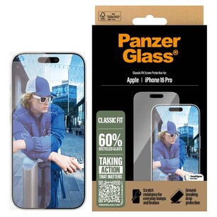 PanzerGlass - Anti-Bacterial Screenprotector voor Apple iPhone 16 Pro - Transparent