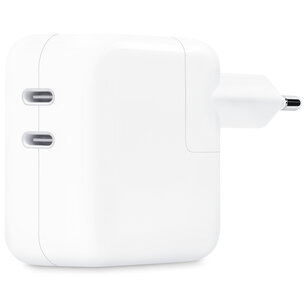 Apple - Original USB-C Power Adapter - Charger - Double USB-C connection - 35W - White Apple - Original USB-C Power Adapter - Charger - Double USB-C connection - 35W - White
