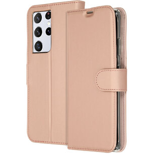 Accezz - Wallet Softcase Bookcase for Samsung Galaxy S21 Ultra - Rose Gold