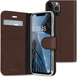 Accezz - Wallet Softcase Bookcase for Apple iPhone 13 Pro - Dark Brown