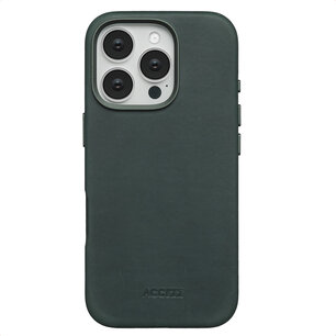 Accezz - Vintage Leather Magsafe Backcover voor Apple iPhone 16 Pro - Smokey Green