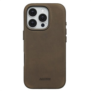 Accezz - Vintage Leather Magsafe Backcover voor Apple iPhone 16 Pro - Rustic Brown