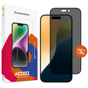 Accezz - Tempered Glass Privacy Screenprotector pour Apple iPhone 16 / 16 Pro / 17 / 17 Pro - Transparent Accezz - Tempered Glass Privacy Screenprotector pour Apple iPhone 16 / 16 Pro / 17 / 17 Pro - Transparent