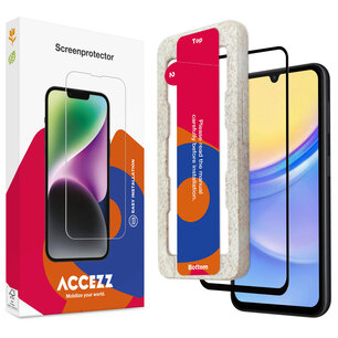 Accezz - Tempered Glass Full Cover Screenprotector met applicator pour Samsung Galaxy A15 (5G/4G) - Transparent Accezz - Tempered Glass Full Cover Screenprotector met applicator pour Samsung Galaxy A15 (5G/4G) - Transparent