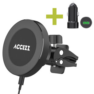 Accezz - Telefoonhouder auto met Magsafe - Draadloze oplader - Ventilatierooster - Black