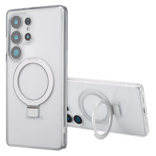 Accezz - Ring Stand Backcover met MagSafe voor Samsung Galaxy S25 Ultra - Transparent