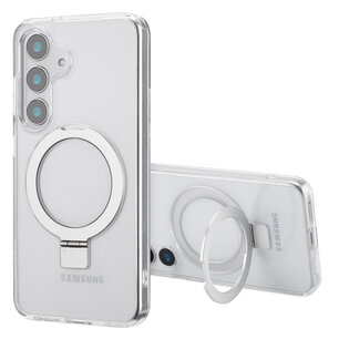 Accezz - Ring Stand Backcover met MagSafe voor Samsung Galaxy S25 - Transparent