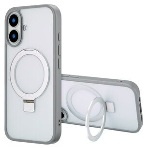 Accezz - Ring Stand Backcover avec MagSafe pour Apple iPhone 16 - Grey