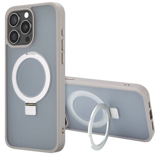 Accezz - Ring Stand Backcover met MagSafe voor Apple iPhone 15 Pro Max - Grey