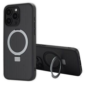 Accezz - Ring Stand Backcover met MagSafe voor Apple iPhone 15 Pro Max - Black