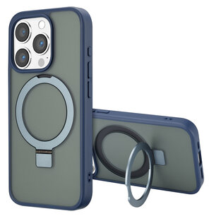 Accezz - Ring Stand Backcover met MagSafe voor Apple iPhone 15 Pro - Blue