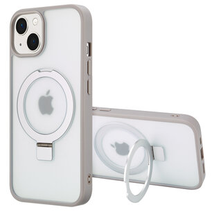 Accezz - Ring Stand Backcover met MagSafe voor Apple iPhone 14 - Grey