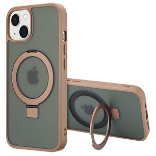 Accezz - Ring Stand Backcover met MagSafe voor Apple iPhone 14 - Brown