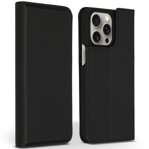 Accezz - Premium Leather Slim Bookcase pour Apple iPhone 15 Pro Max - Black