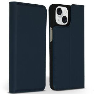 Accezz - Premium Leather Slim Bookcase pour Apple iPhone 15 - Dark Blue