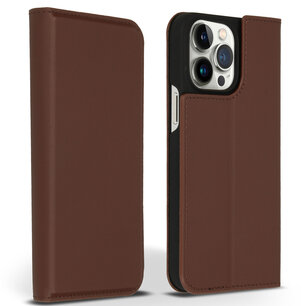 Accezz - Premium Leather Slim Bookcase voor Apple iPhone 14 Pro Max - Brown