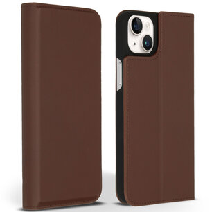 Accezz - Premium Leather Slim Bookcase voor Apple iPhone 14 Plus - Brown