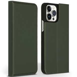 Accezz - Premium Leather Slim Bookcase voor Apple iPhone 13 Pro Max - Green