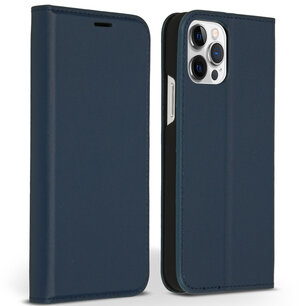 Accezz - Premium Leather Slim Bookcase voor Apple iPhone 12 (Pro) - Dark Blue