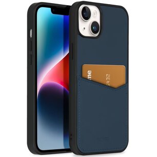Accezz - Premium Leather Card Slot Backcover voor Apple iPhone 14 Plus - Dark Blue