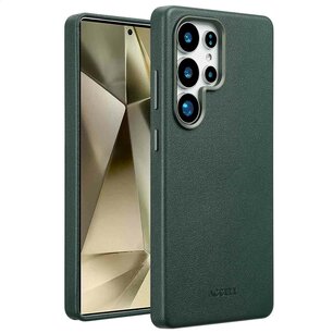 Accezz - MagSafe Leather Backcover voor Samsung Galaxy S25 Ultra - Cedar Green
