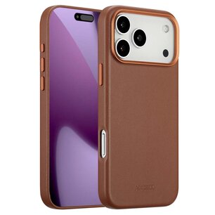 Accezz - MagSafe Leather Backcover voor Apple iPhone 17 Pro Max - Sienna Brown