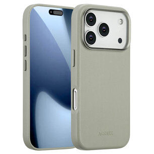 Accezz - MagSafe Leather Backcover voor Apple iPhone 17 Pro - Light Grey