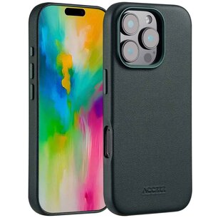 Accezz - MagSafe Leather Backcover pour Apple iPhone 16 Pro - Cedar Green