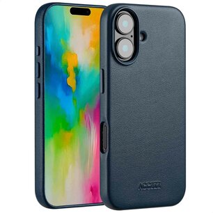 Accezz - MagSafe Leather Backcover pour Apple iPhone 16 - Nightfall Blue